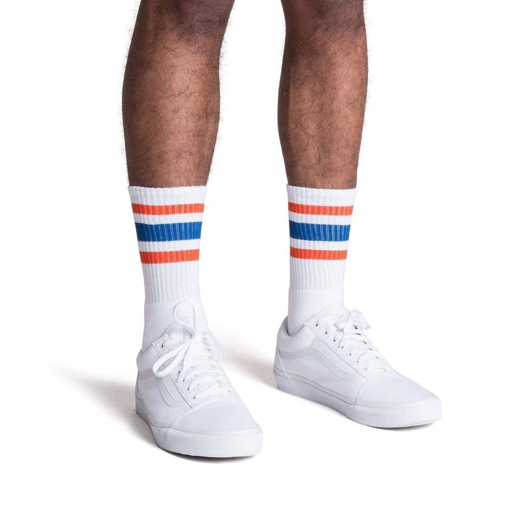 SOCCO Crew | White with Orange & Royal Stripes