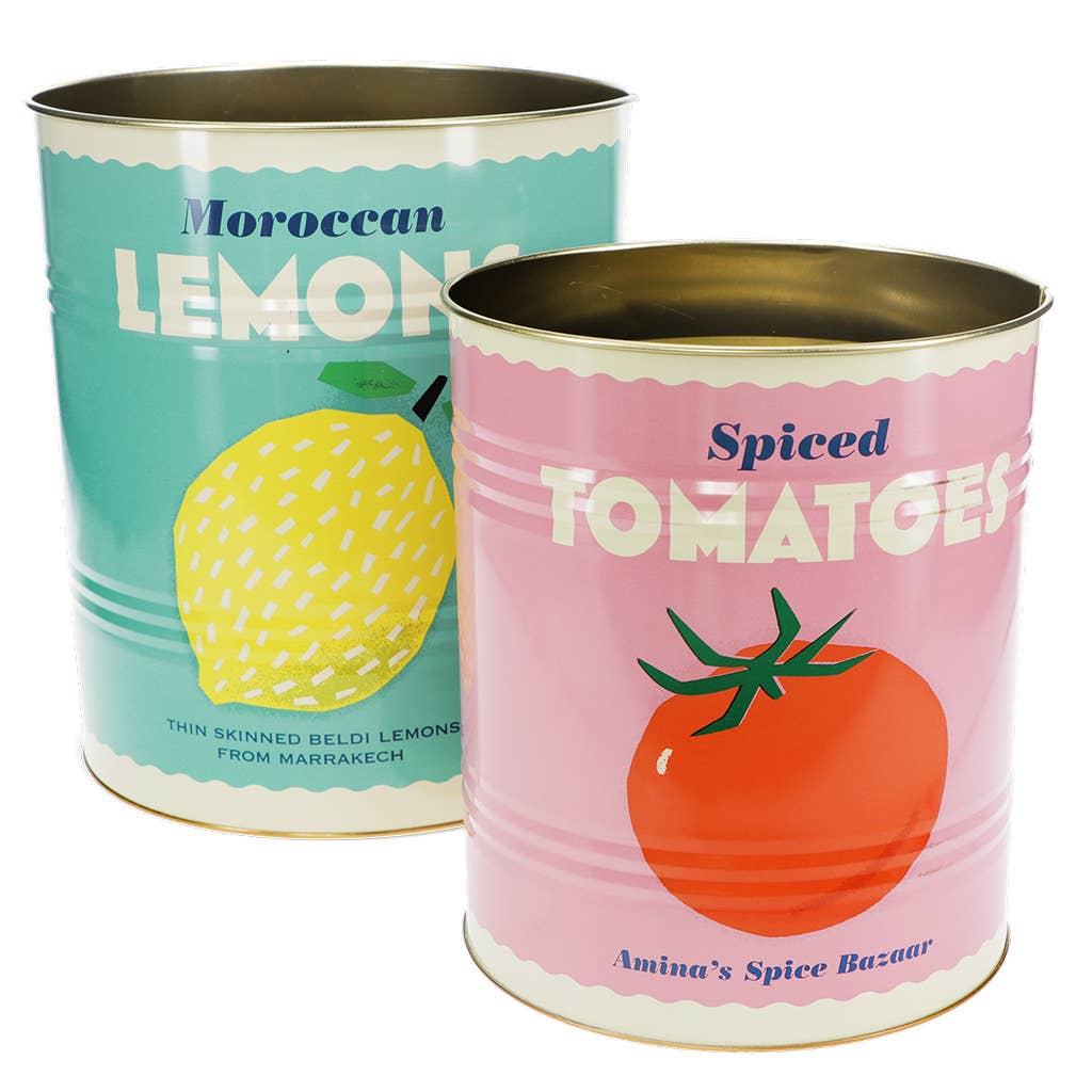 XL storage tins (set of 2) - Lemon and tomato