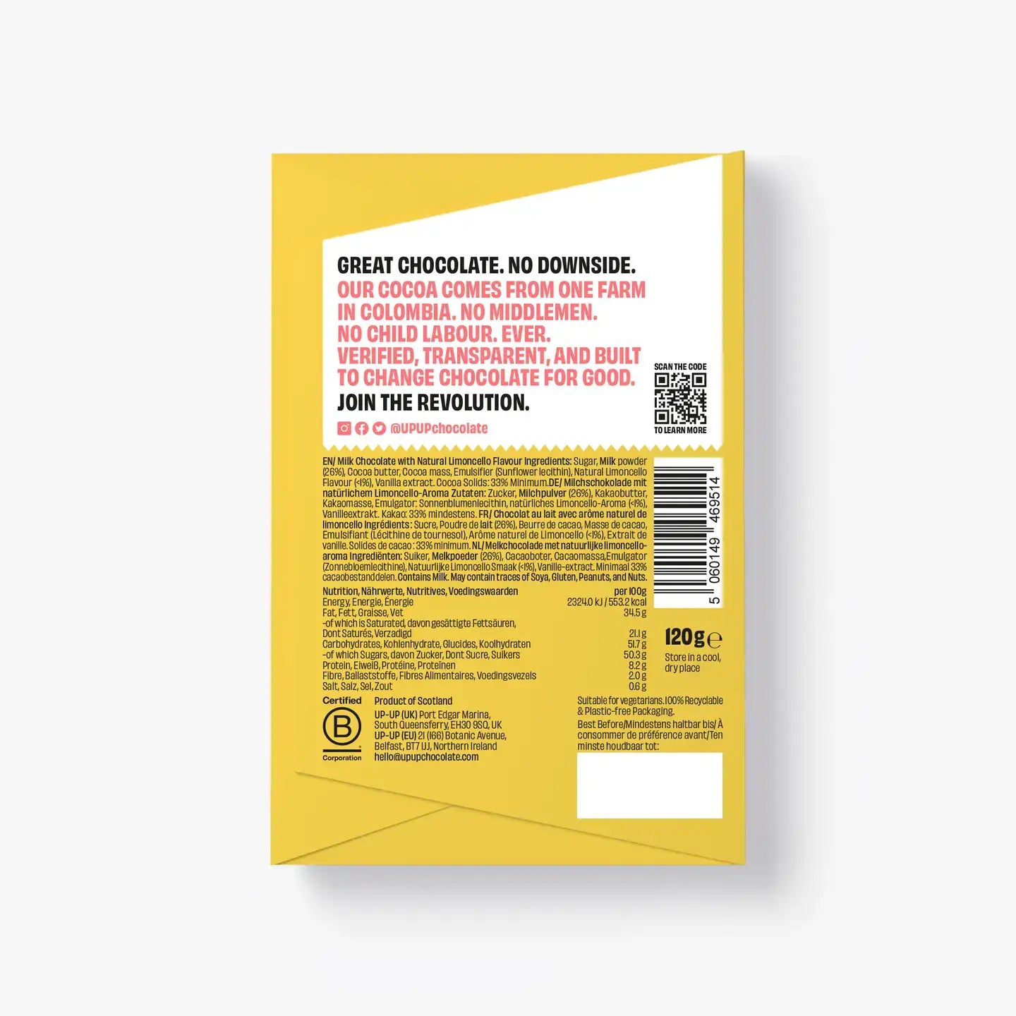 Limoncello Milk Chocolate Bar 120G/4.2OZ