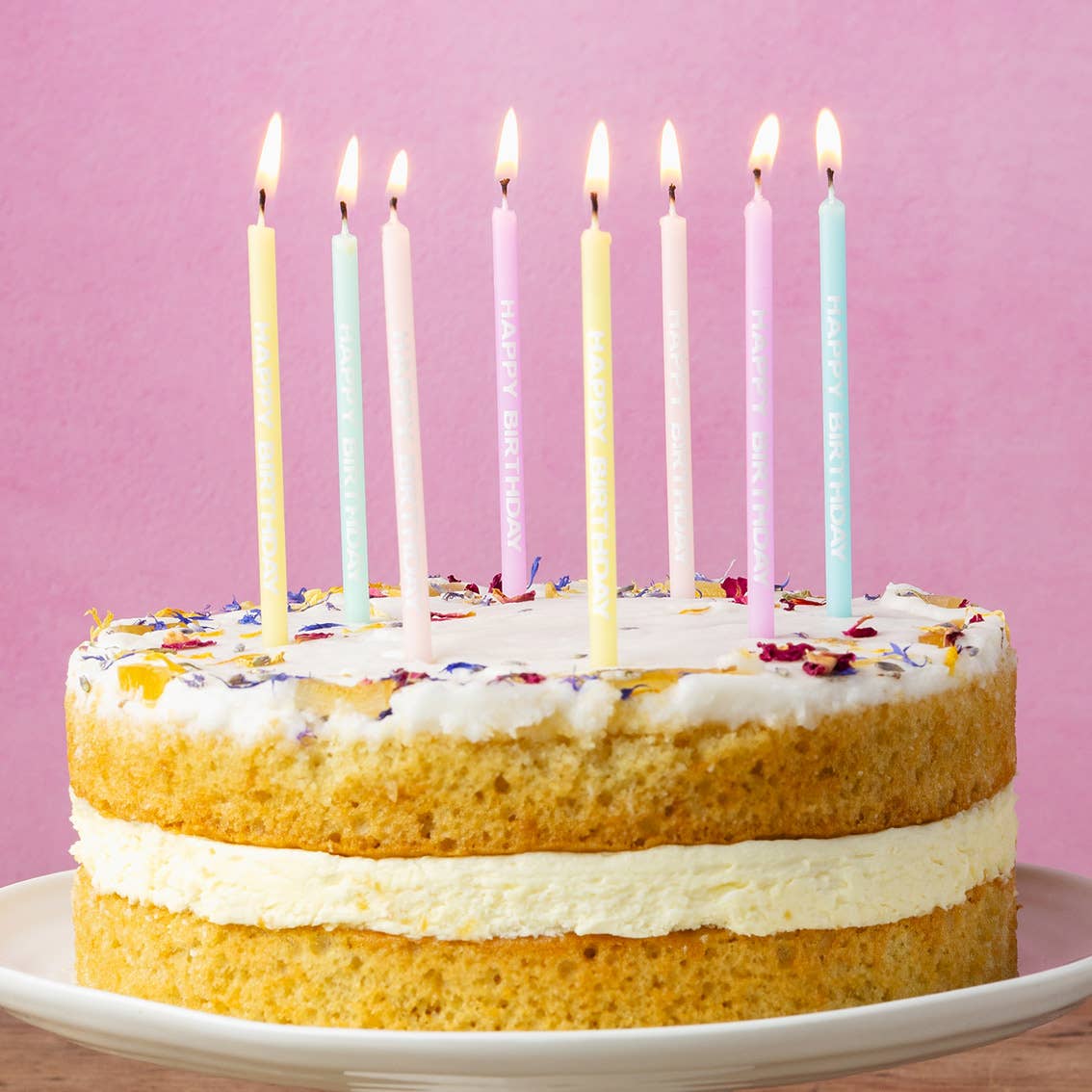 Pastel Happy Birthday Printed Candles | 24 Pack |