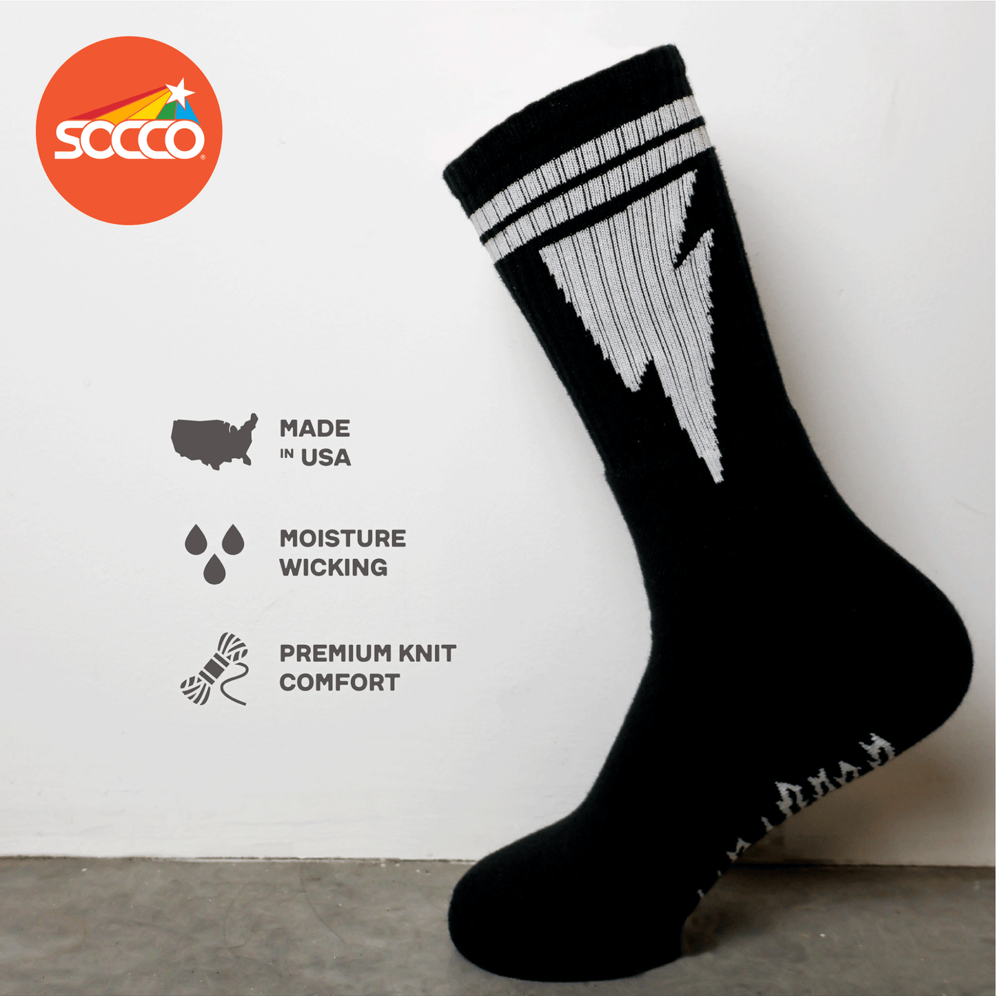 SOCCO Organics | Mike Vallely Lightning Bolt Socks | White