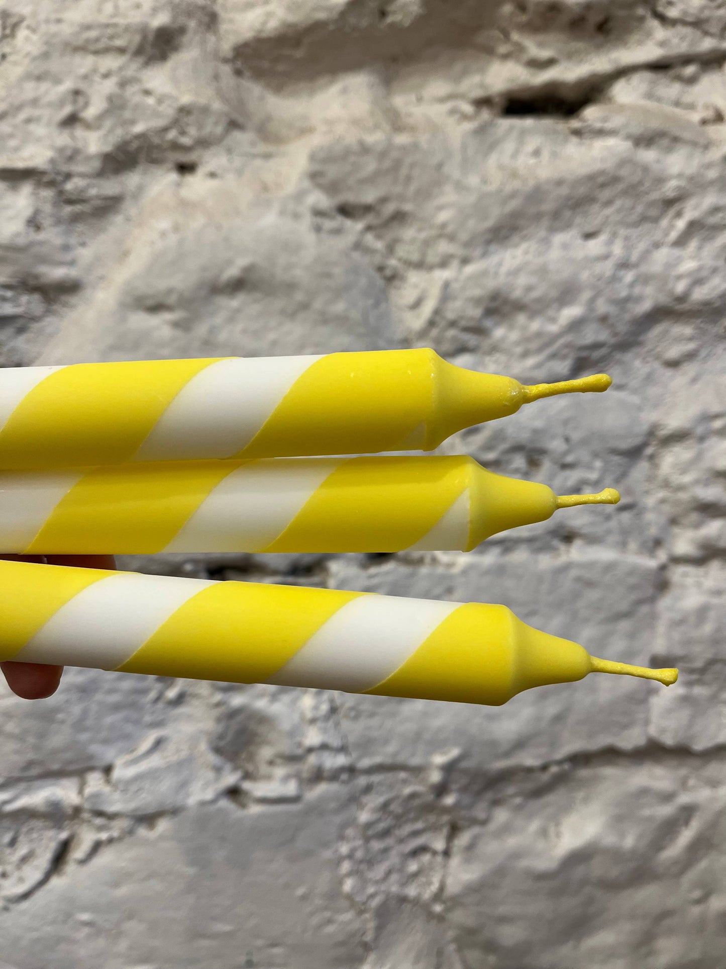 Sunny Yellow & White Helter Skelter Taper Candle