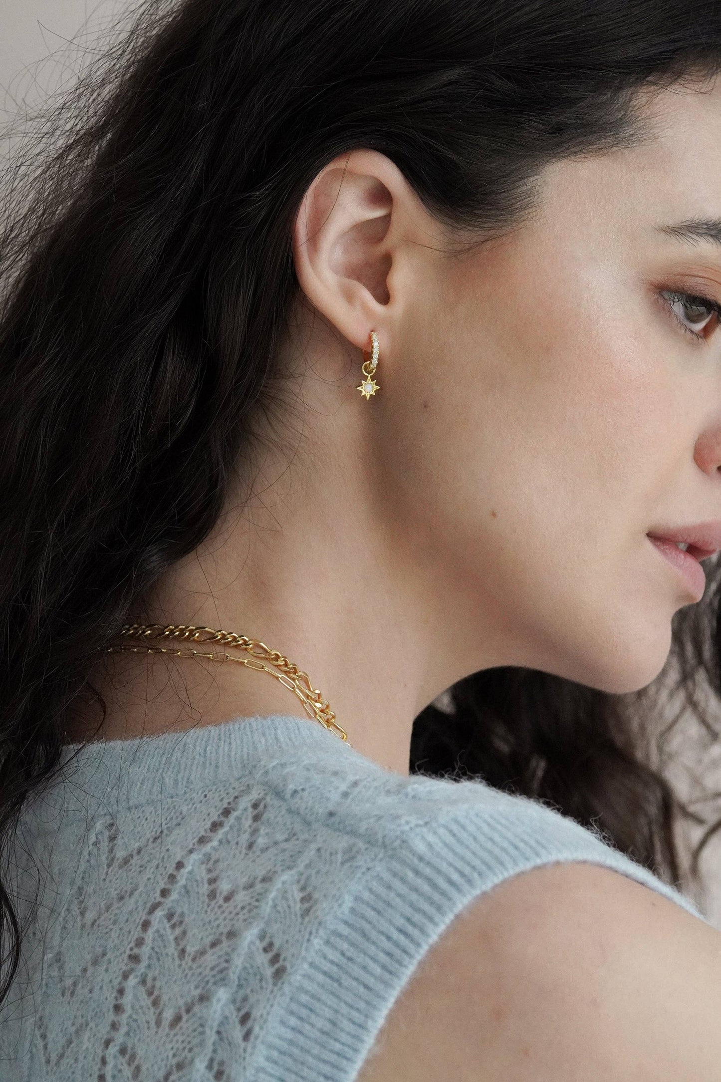 Opal Starburst Jewelled Hoop Earrings