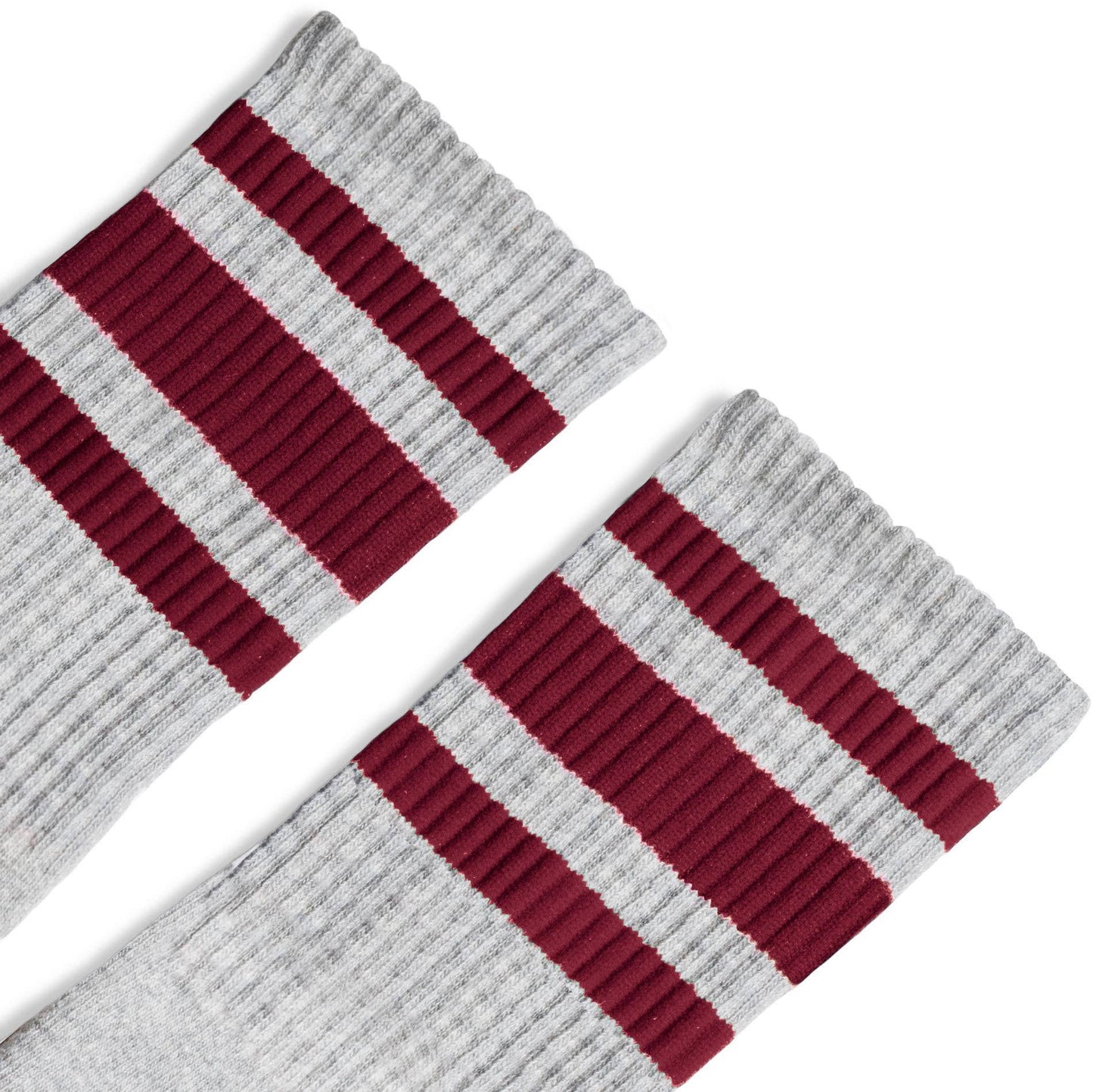 SOCCO Maroon Striped Crew | Heather Grey