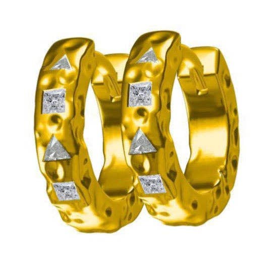 Multi-Stone Textured Hoop Earrings