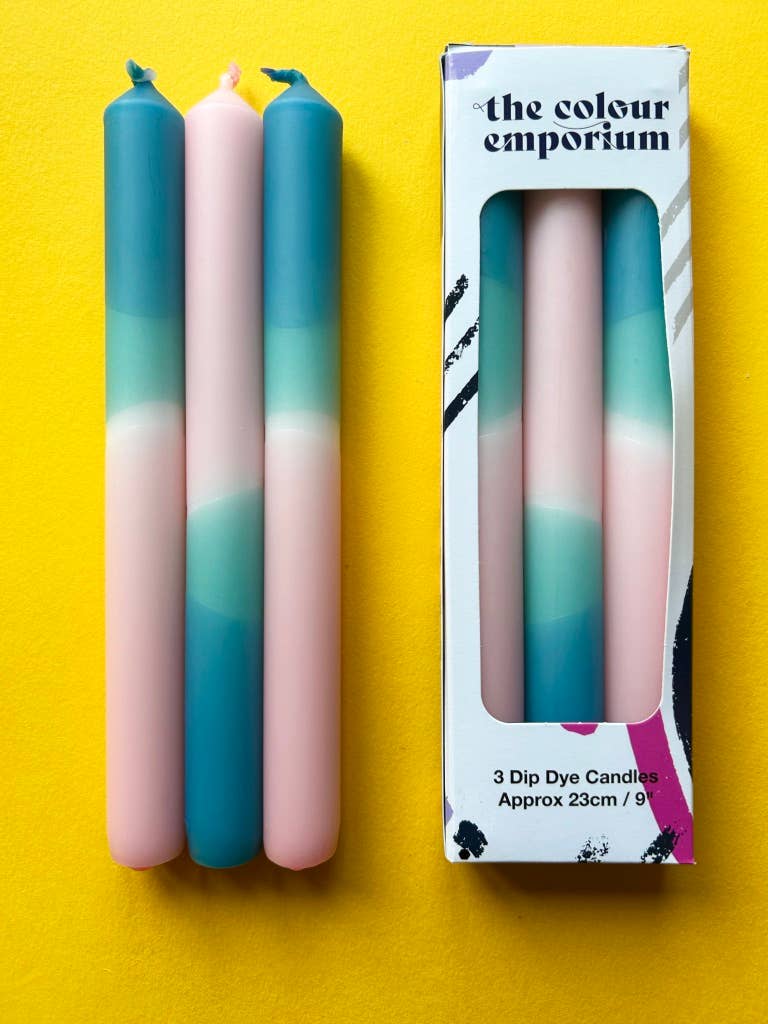 RAINDROPS & ROSES Dip Dye Dinner Candles Trio