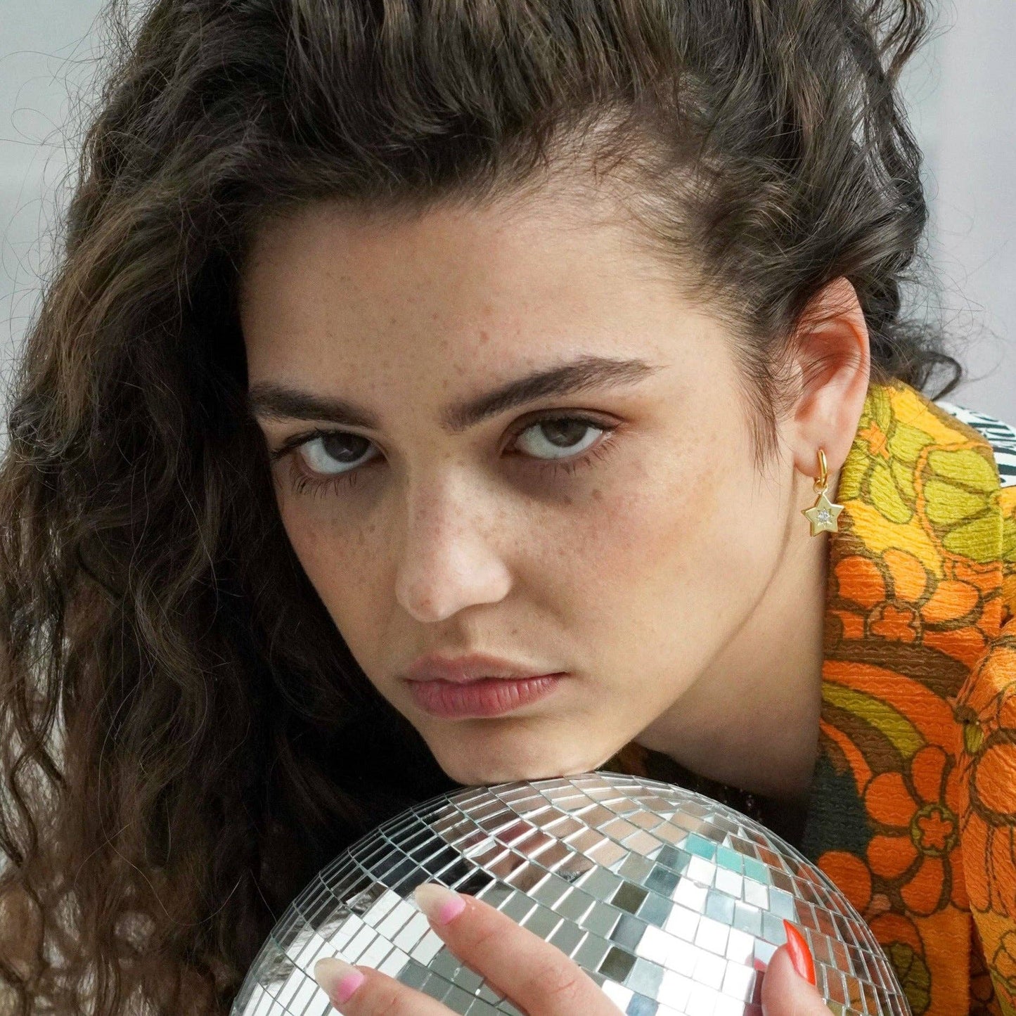 Shooting Star Charm Hoop Earrings