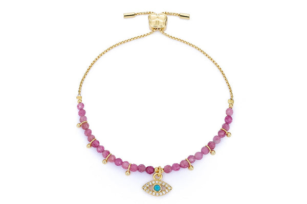 Brela Gold & Pink Tourmaline Charm Bracelet