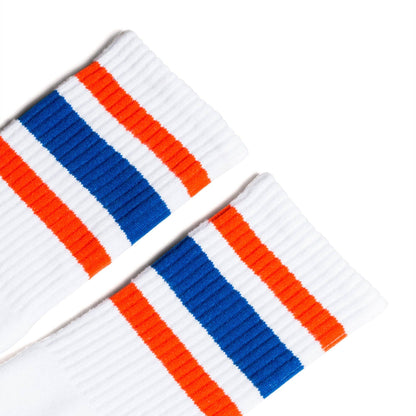 SOCCO Crew | White with Orange & Royal Stripes