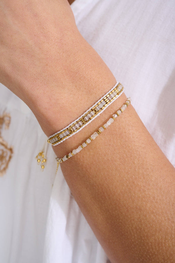 Anastasia Gold & Rainbow Moonstone Beaded Bracelet