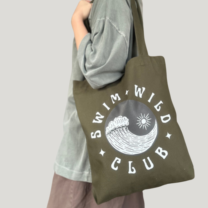 Olive Swim Wild Club canvas tote