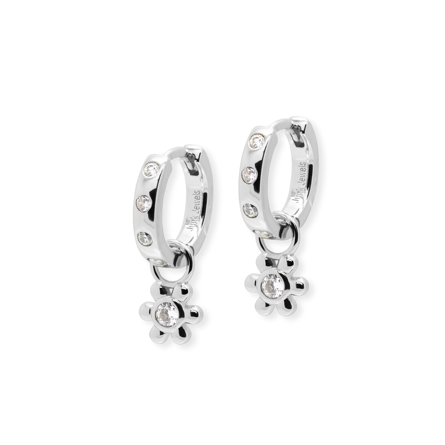 Mini Daisy Charm Hoop Earrings