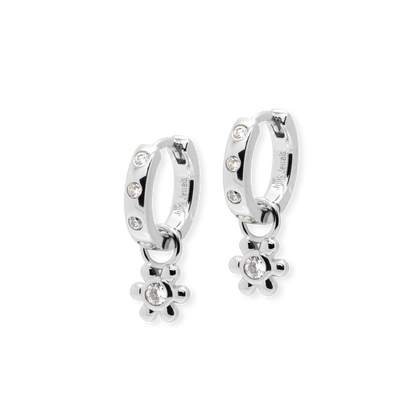 Mini Daisy Charm Hoop Earrings