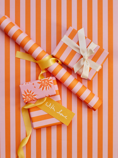 Classic Stripe Gift Wrap Orange & Pink