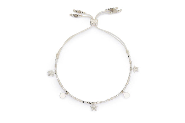 Rania White & Silver Beaded Star Charm Bracelet