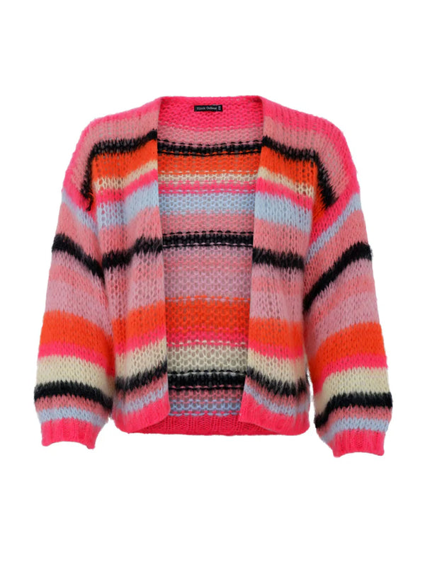 BCADELIN multi striped cardigan - Bright Pink