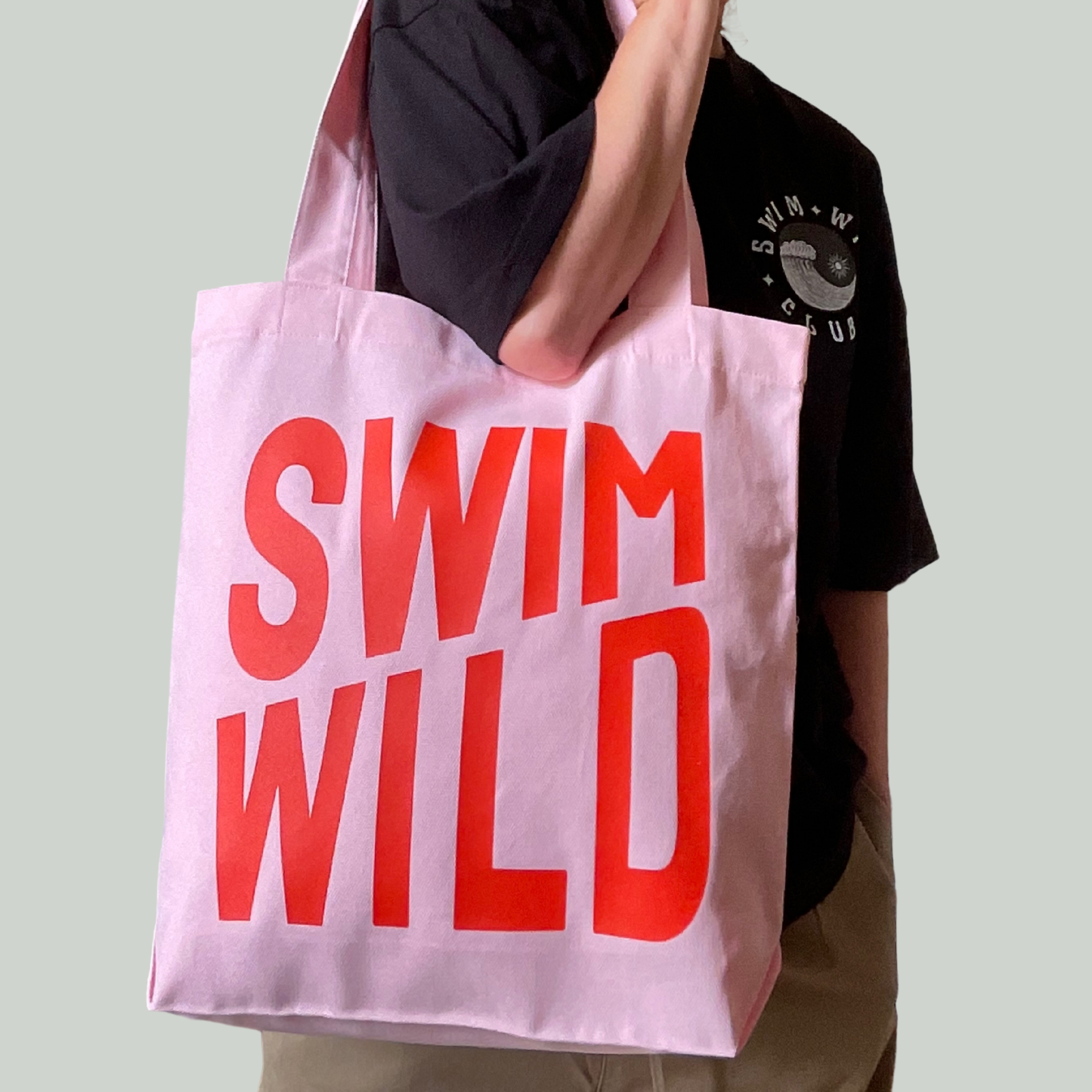 Swim Wild canvas tote  Pink/Chilli