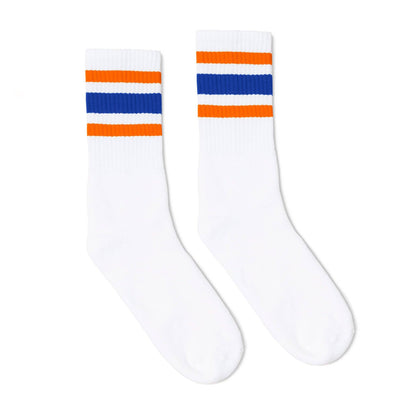 SOCCO Crew | White with Orange & Royal Stripes