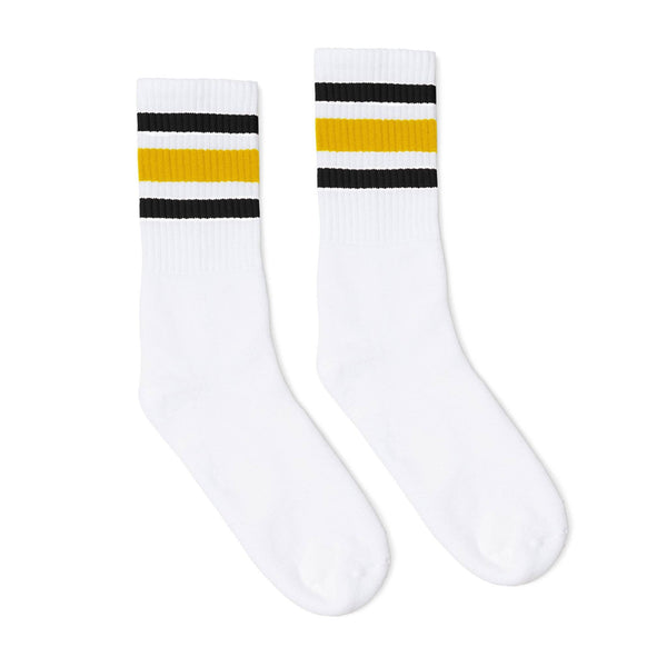 SOCCO Black & Gold Striped Crew | White