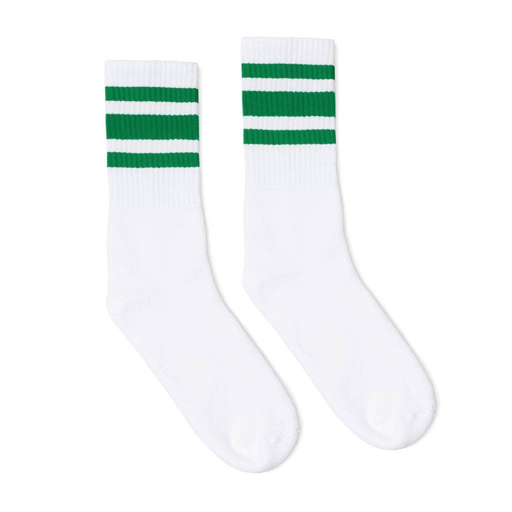 SOCCO Crew | White with Green Stripes
