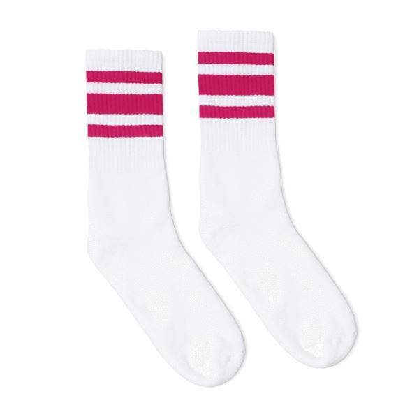 SOCCO Crew | White with Fucshia Stripes