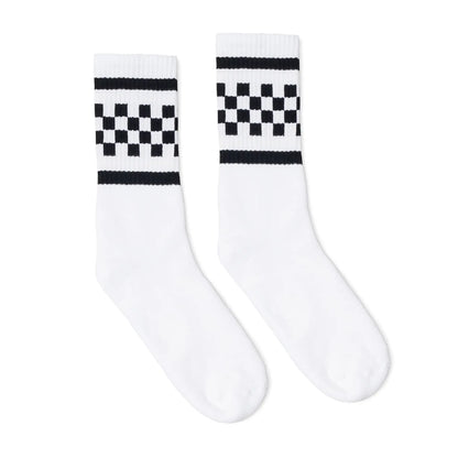 SOCCO Black Checkered Crew | White
