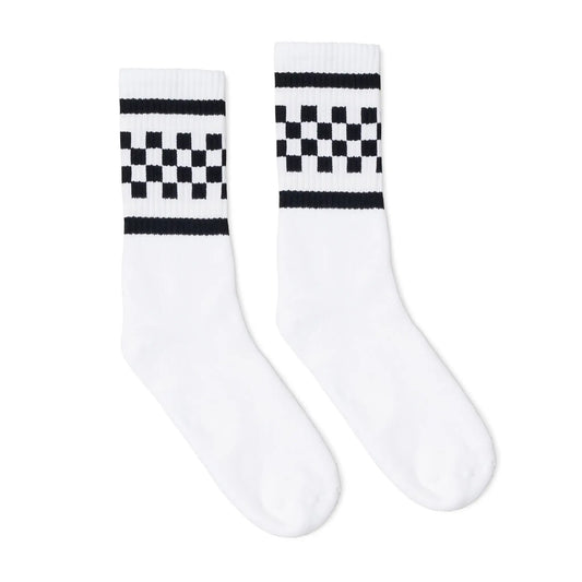 SOCCO Black Checkered Crew | White