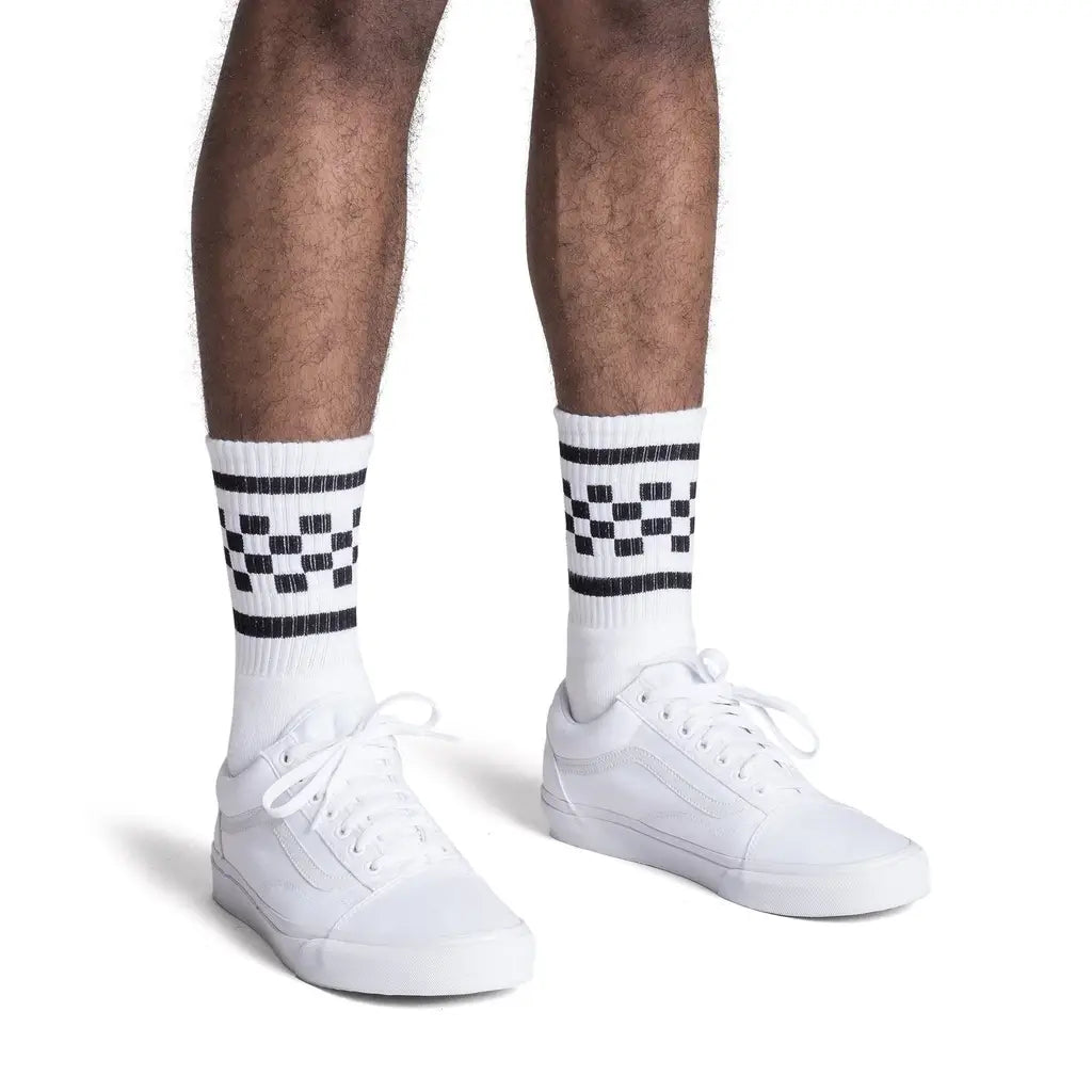 SOCCO Black Checkered Crew | White
