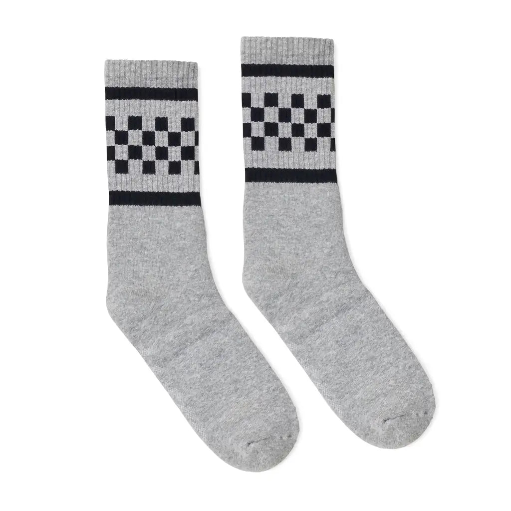 SOCCO Black Checkered Crew | Heather Grey