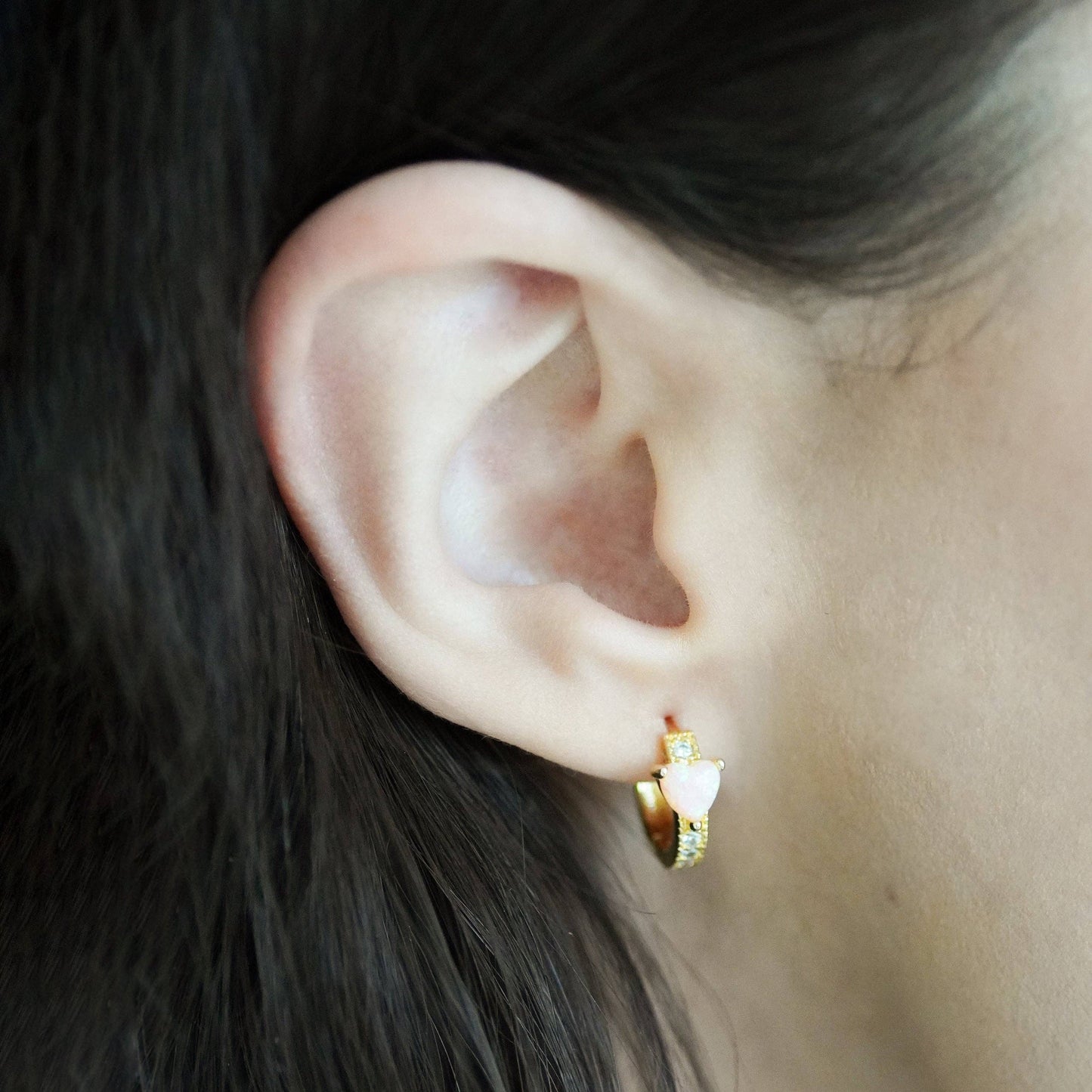 Moonstone Heart Hoop Earrings