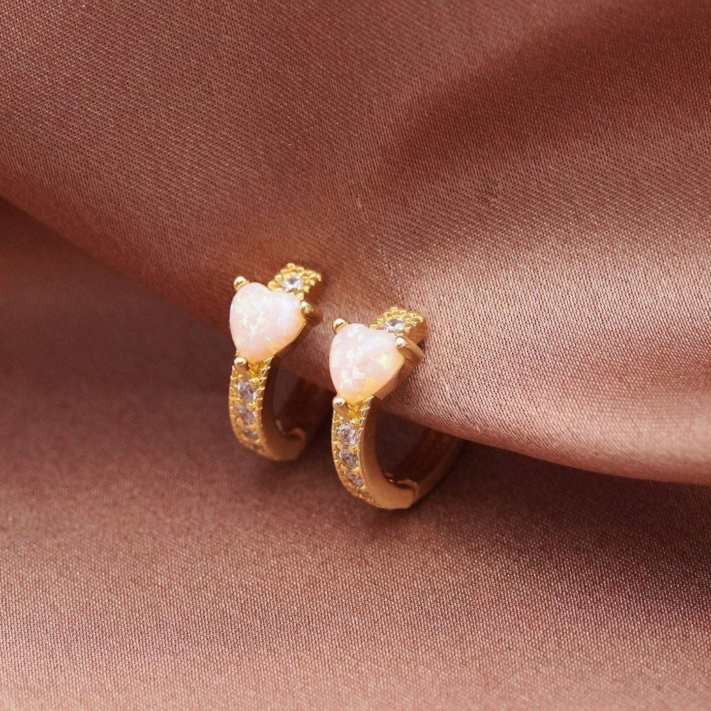 Moonstone Heart Hoop Earrings