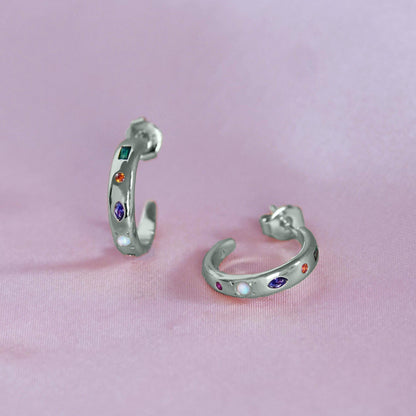 Kaleidoscope Gemstone Hoop Earrings