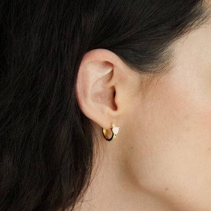 Moonstone Heart Hoop Earrings