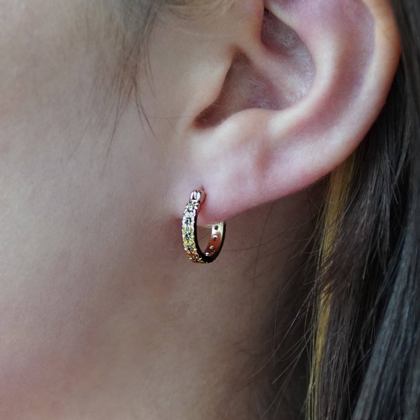 Champagne Crystal Jewelled Hoop Earrings