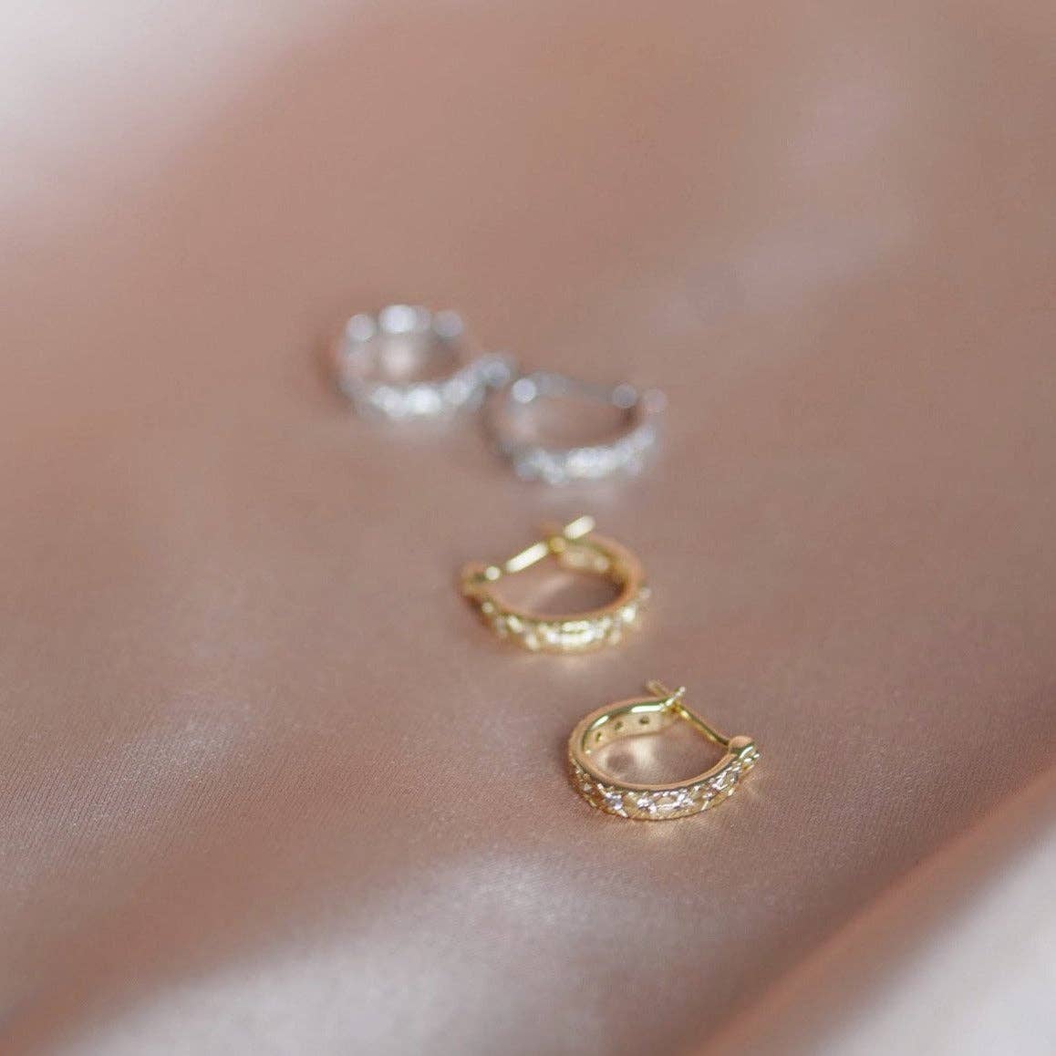 Champagne Crystal Jewelled Hoop Earrings