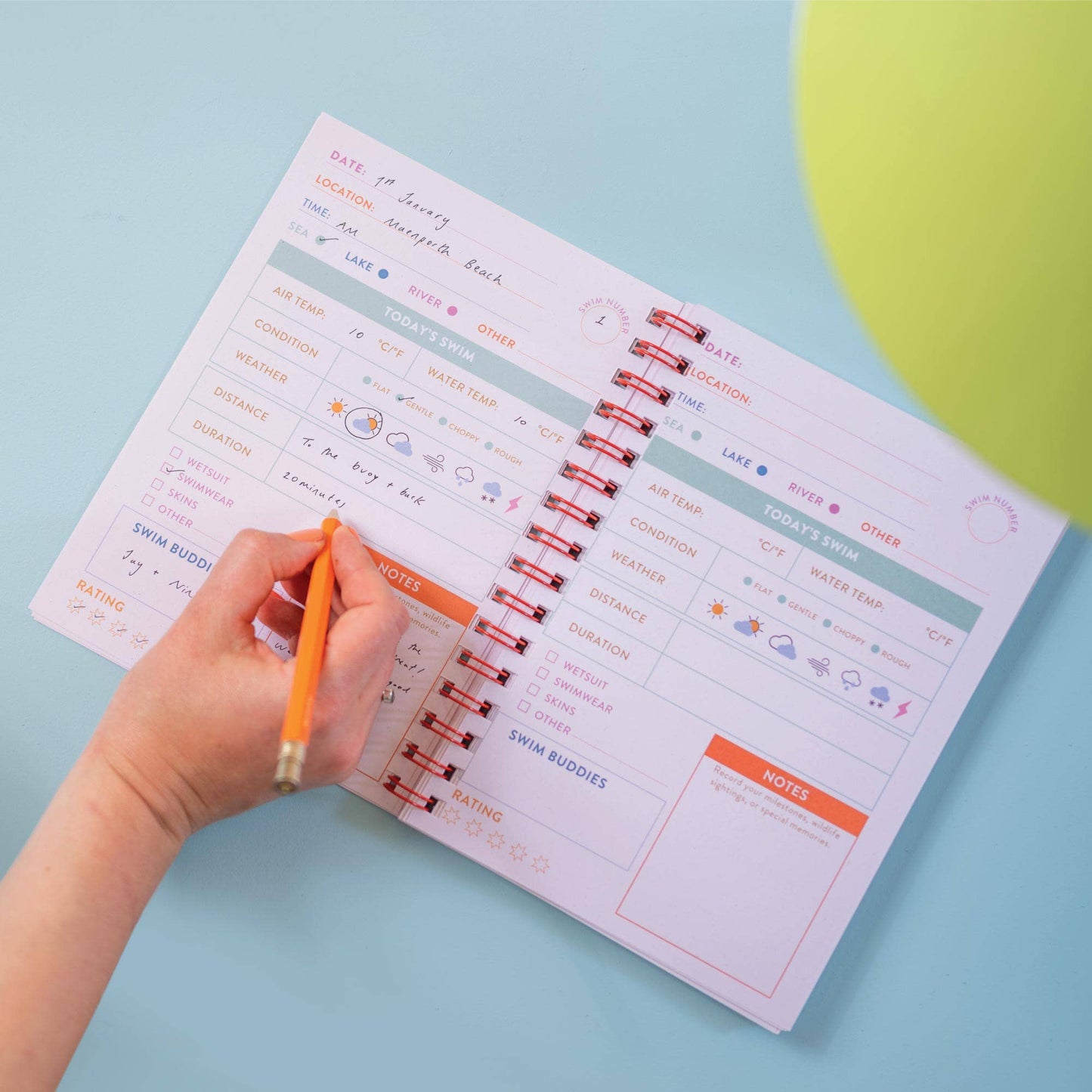 Swim Journal A5 | Pink & Red | Softcover