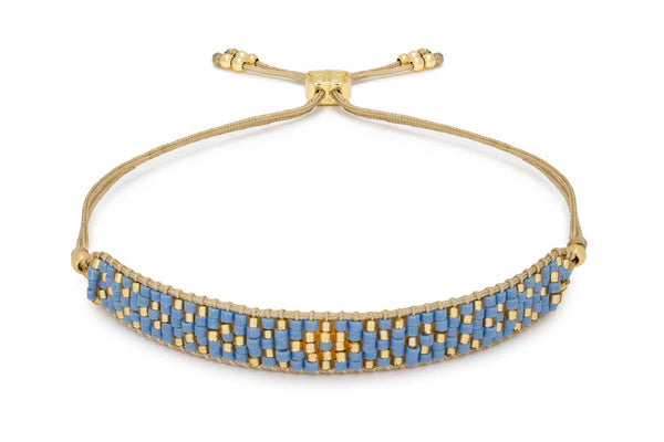 Maya Blue Gold Beaded Friendship Bracelet