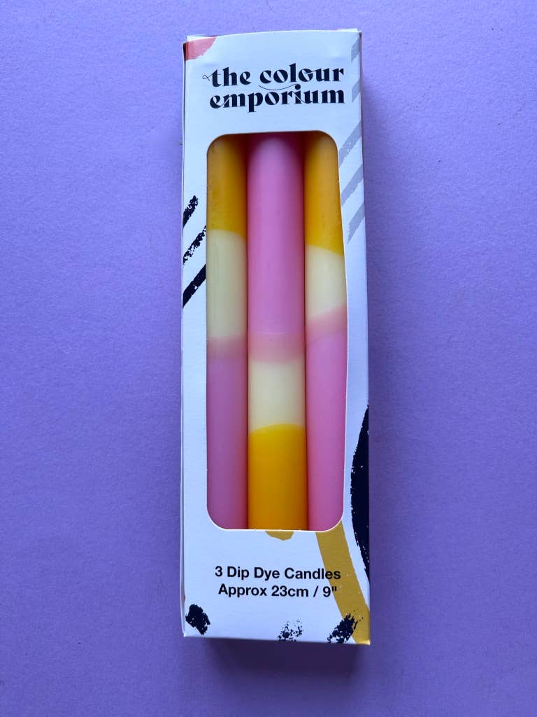 SPRING BONNET Dip Dye Dinner Candles Trio