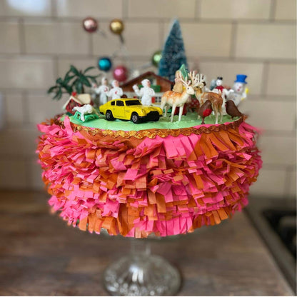 Luxury Tissue Paper Chequerboard/Diagonal - Ginger/Fl Pink