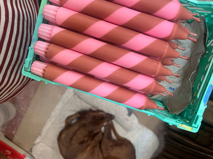 Rose & Brown Helter Skelter Dinner Candle