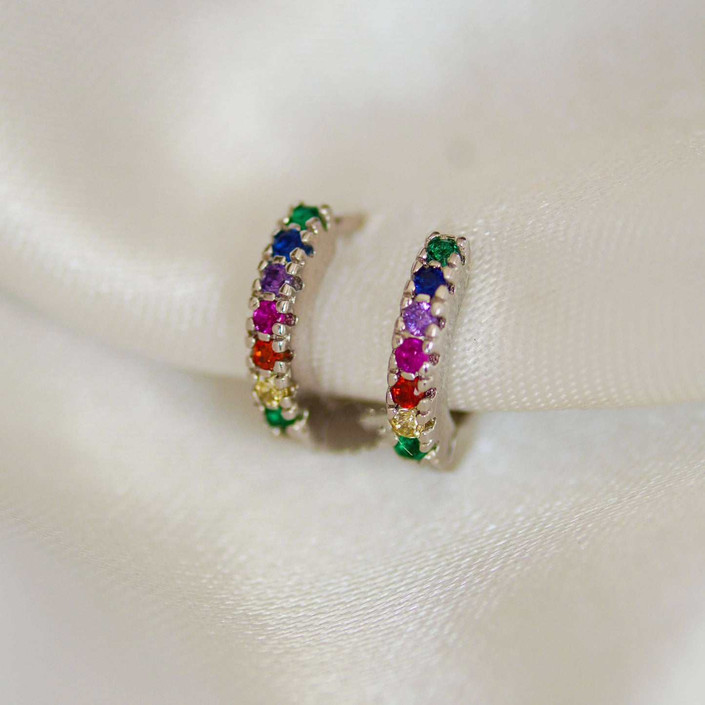Rainbow Huggie Hoop Earrings