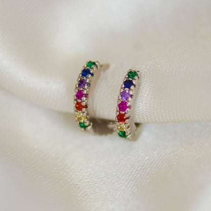 Rainbow Huggie Hoop Earrings
