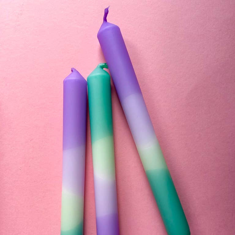 LAVENDER FIELDS Dip Dye Dinner Candle Trio