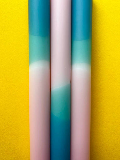 RAINDROPS & ROSES Dip Dye Dinner Candles Trio