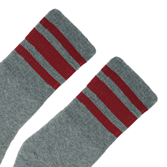 SOCCO Athletics | Cardinal Striped Socks | Dark Heather Grey