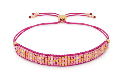 Matira Gold & Fuchsia Beaded Friendship Bracelet