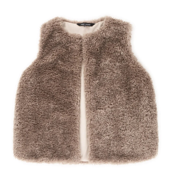 Faux Sheepskin Gilet- Taupe