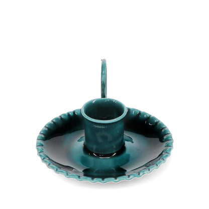 Enamel Chamberstick Candle Holder - Blue