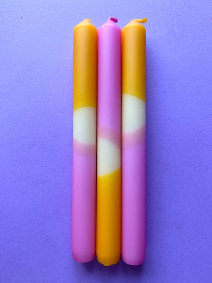 SPRING BONNET Dip Dye Dinner Candles Trio