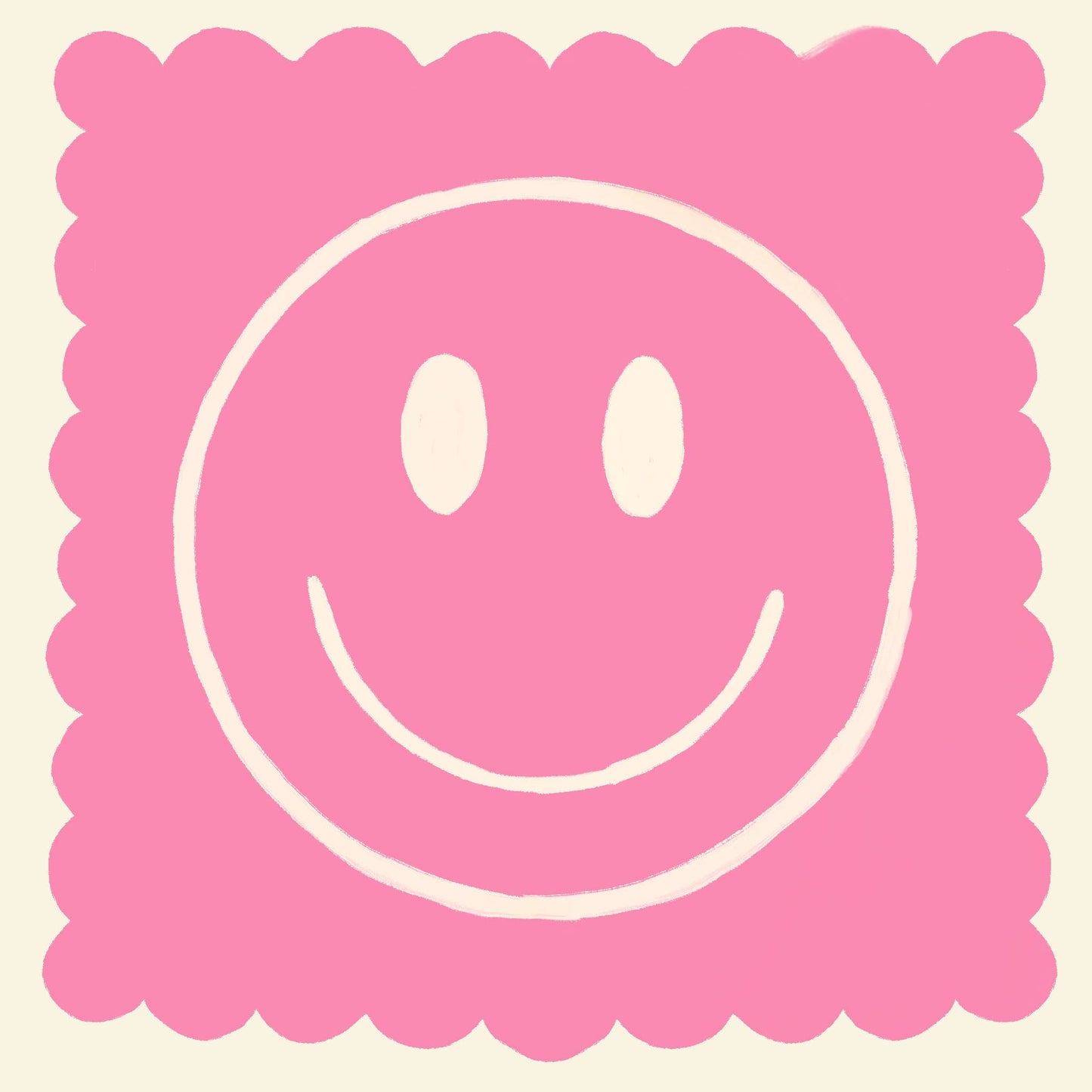 True Pink Smiley, Dopamine Decor, Maximalist, Colourful Art